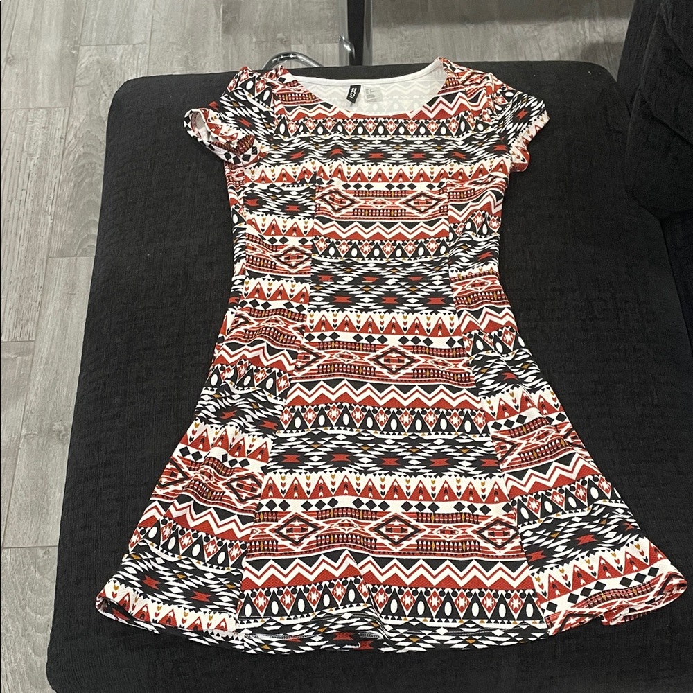 H&M Divided orange and White Patterned Dress